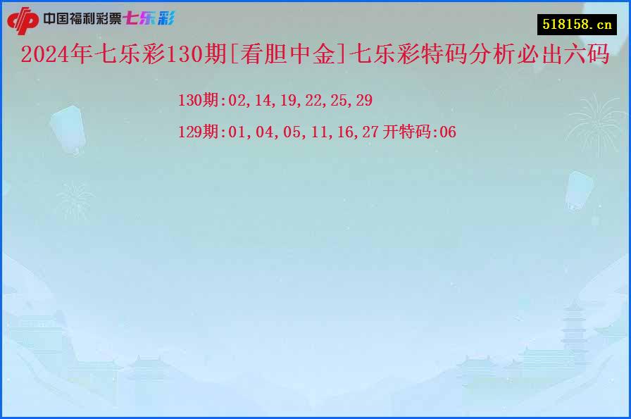 2024年七乐彩130期[看胆中金]七乐彩特码分析必出六码