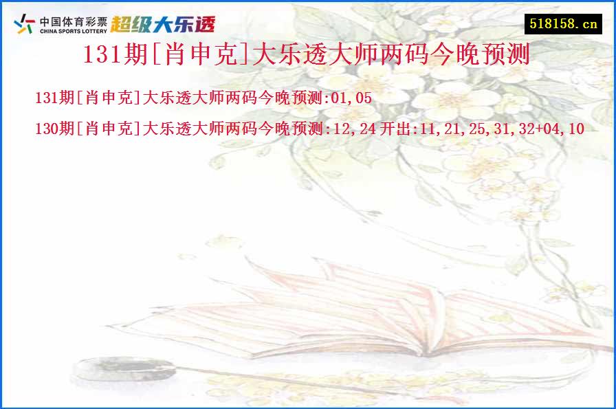 131期[肖申克]大乐透大师两码今晚预测