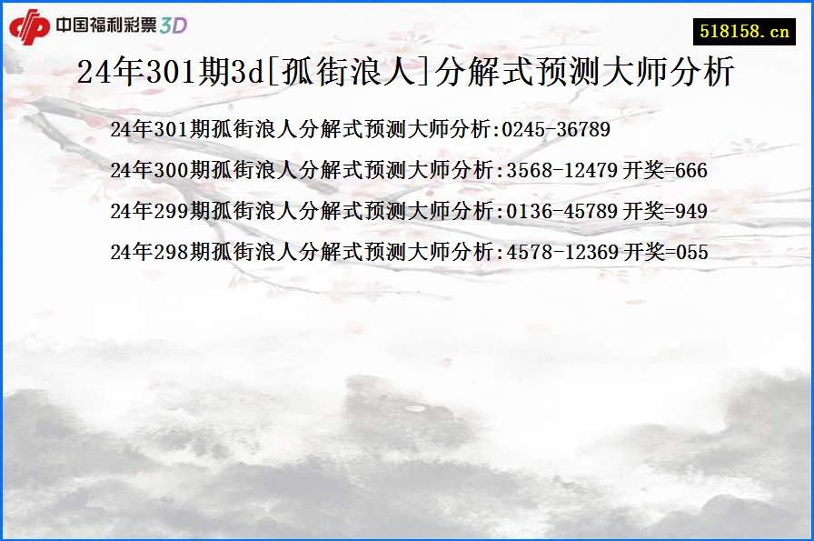 24年301期3d[孤街浪人]分解式预测大师分析