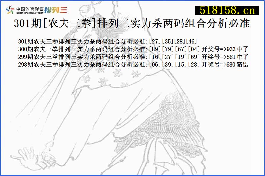 301期[农夫三拳]排列三实力杀两码组合分析必准