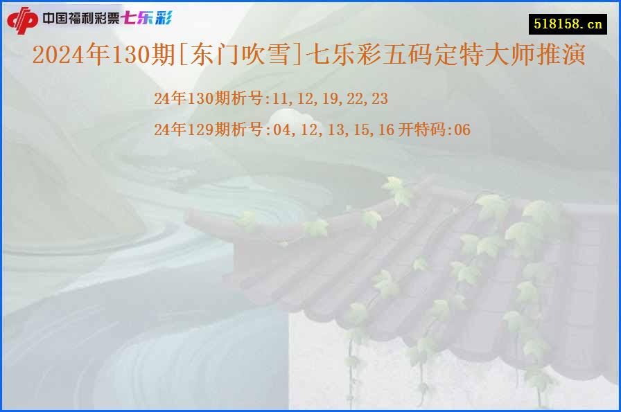 2024年130期[东门吹雪]七乐彩五码定特大师推演