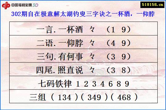 302期自在极意解太湖钓叟三字诀之一杯酒，一仰脖