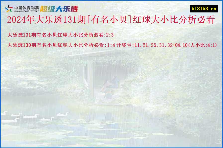 2024年大乐透131期[有名小贝]红球大小比分析必看