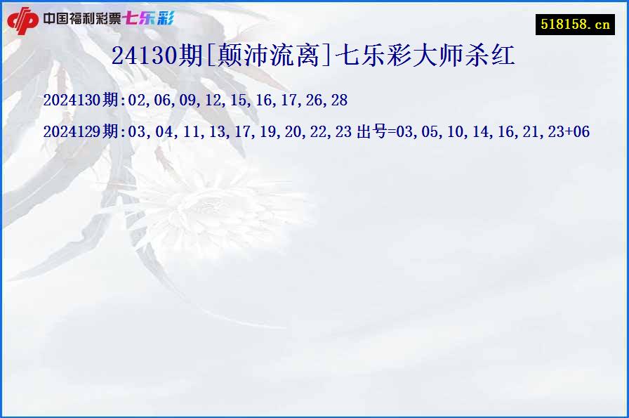 24130期[颠沛流离]七乐彩大师杀红