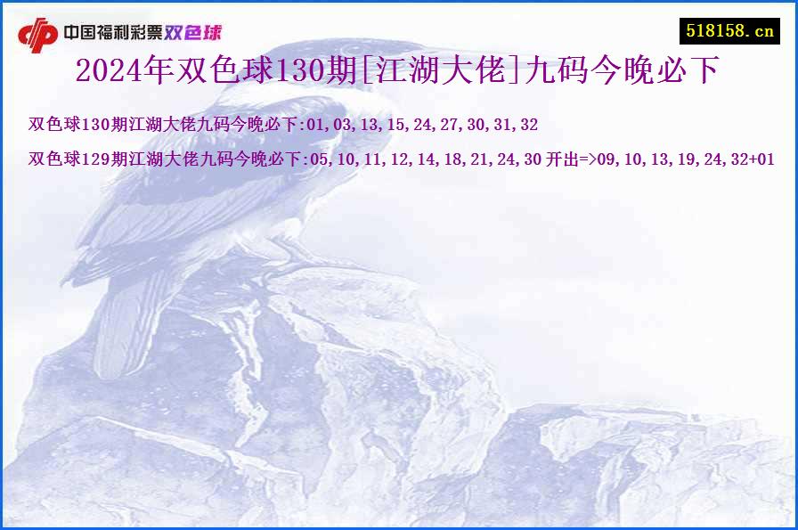 2024年双色球130期[江湖大佬]九码今晚必下