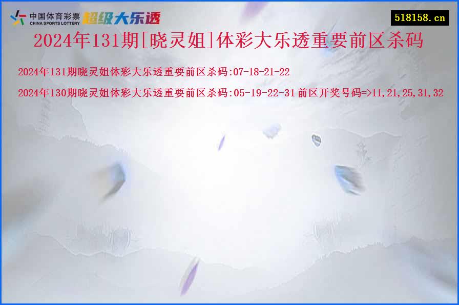 2024年131期[晓灵姐]体彩大乐透重要前区杀码