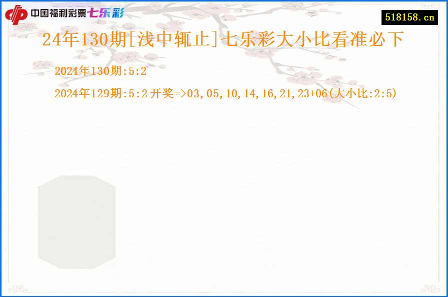 24年130期[浅中辄止]七乐彩大小比看准必下