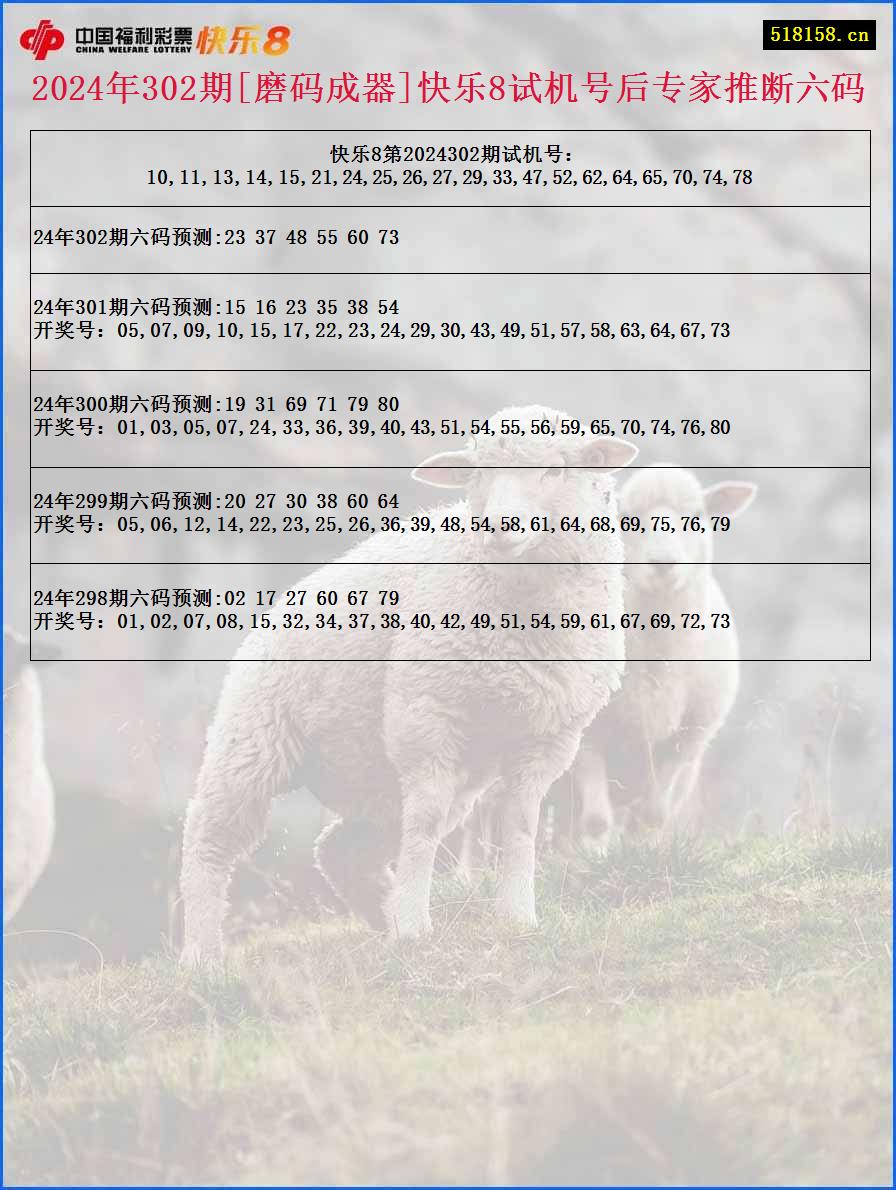 2024年302期[磨码成器]快乐8试机号后专家推断六码