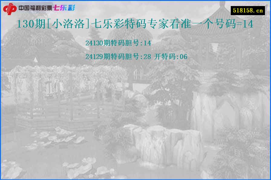 130期[小洛洛]七乐彩特码专家看准一个号码=14