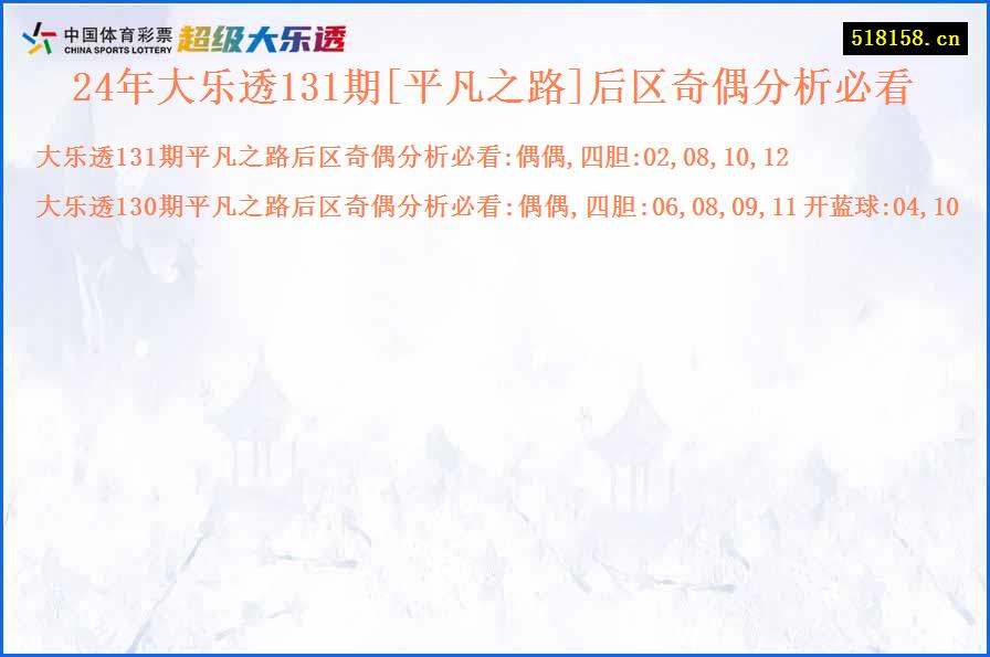 24年大乐透131期[平凡之路]后区奇偶分析必看