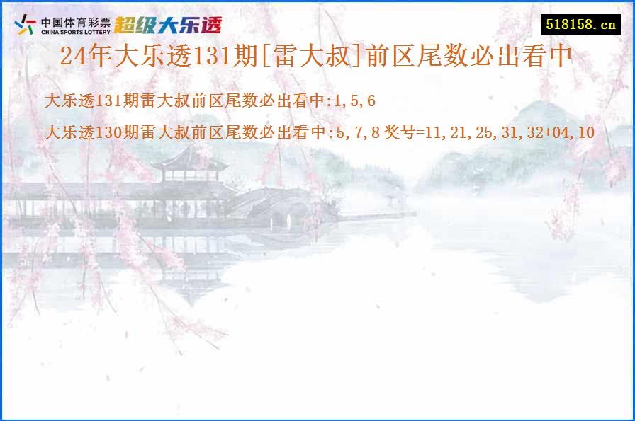 24年大乐透131期[雷大叔]前区尾数必出看中