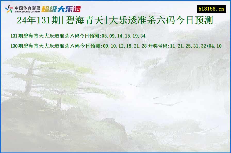 24年131期[碧海青天]大乐透准杀六码今日预测