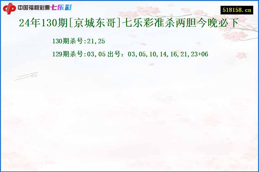 24年130期[京城东哥]七乐彩准杀两胆今晚必下