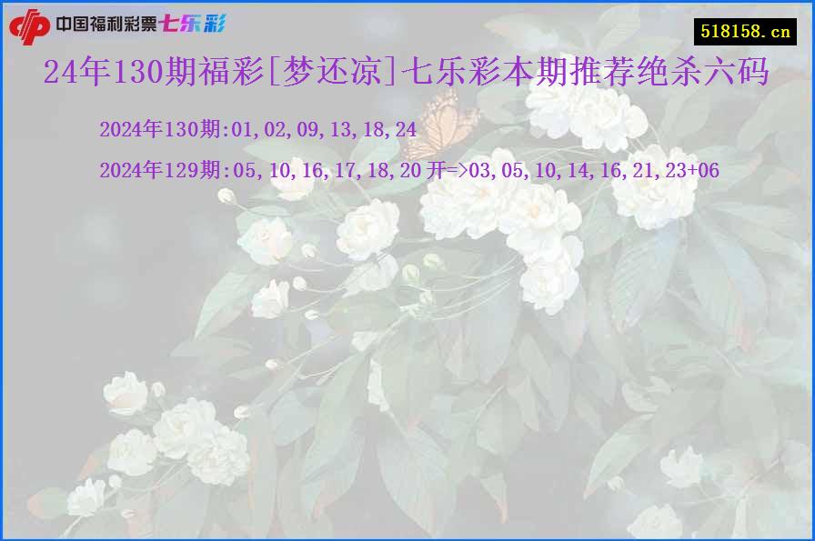 24年130期福彩[梦还凉]七乐彩本期推荐绝杀六码