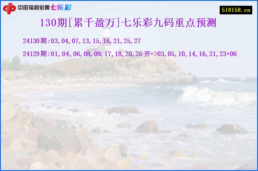 130期[累千盈万]七乐彩九码重点预测