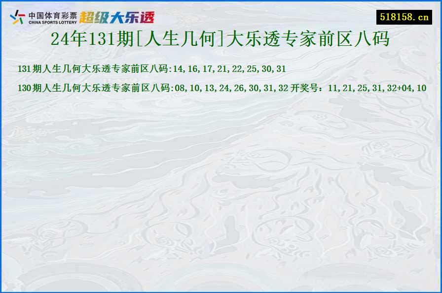 24年131期[人生几何]大乐透专家前区八码