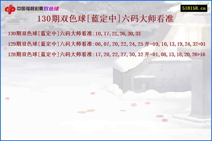 130期双色球[蓝定中]六码大师看准