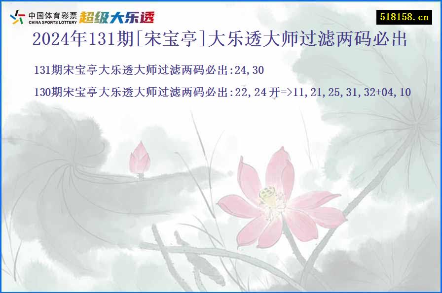 2024年131期[宋宝亭]大乐透大师过滤两码必出