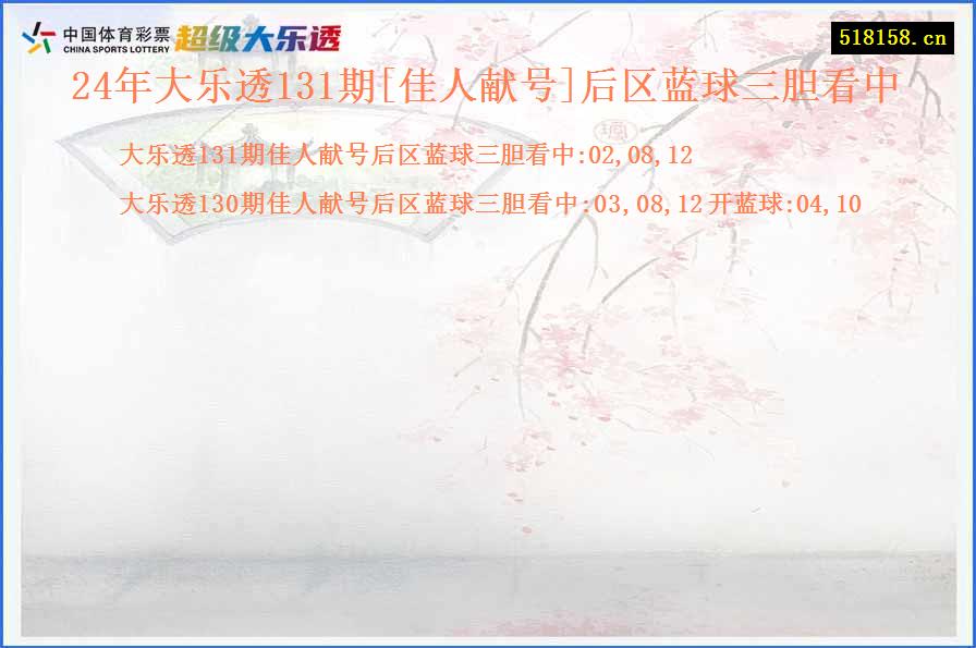 24年大乐透131期[佳人献号]后区蓝球三胆看中