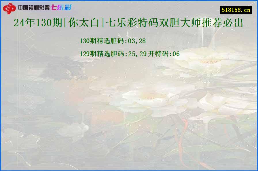 24年130期[你太白]七乐彩特码双胆大师推荐必出