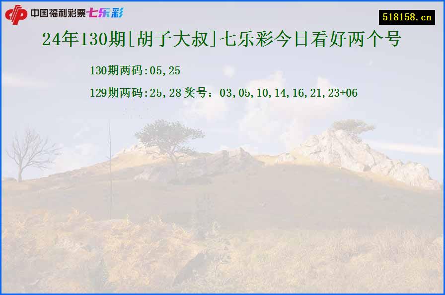 24年130期[胡子大叔]七乐彩今日看好两个号