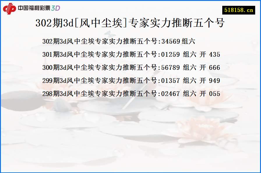 302期3d[风中尘埃]专家实力推断五个号