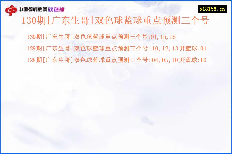 130期[广东生哥]双色球蓝球重点预测三个号