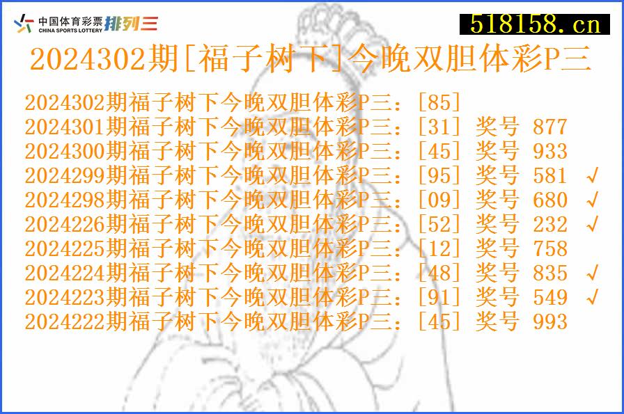 2024302期[福子树下]今晚双胆体彩P三