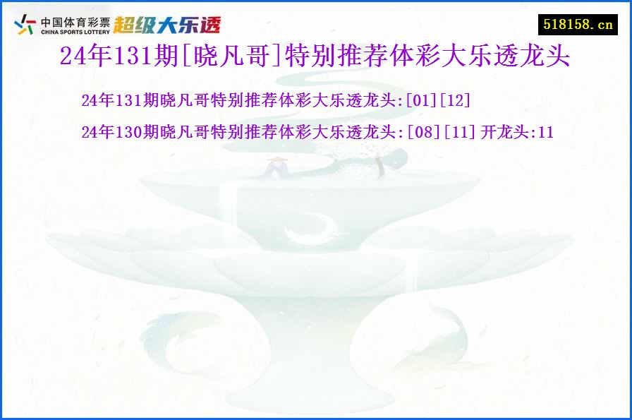 24年131期[晓凡哥]特别推荐体彩大乐透龙头