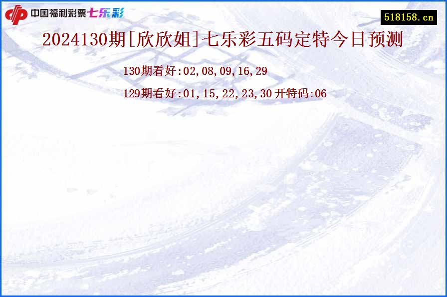 2024130期[欣欣姐]七乐彩五码定特今日预测