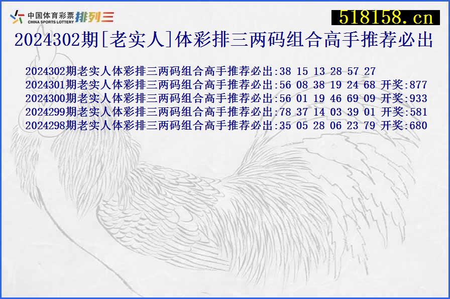 2024302期[老实人]体彩排三两码组合高手推荐必出