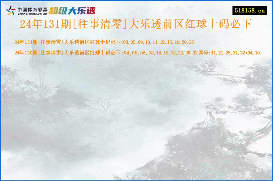 24年131期[往事清零]大乐透前区红球十码必下