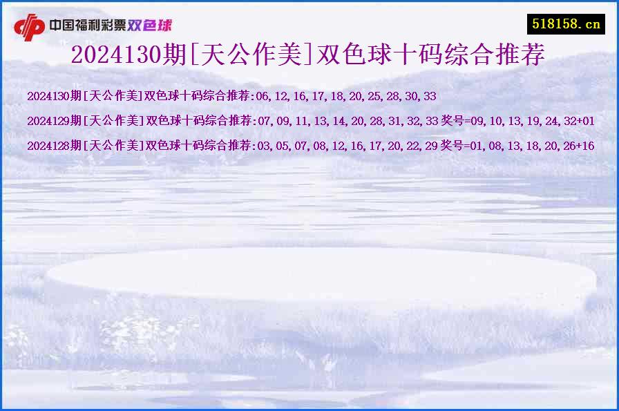 2024130期[天公作美]双色球十码综合推荐