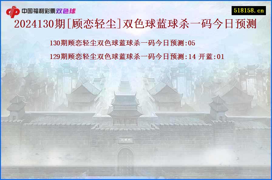 2024130期[顾恋轻尘]双色球蓝球杀一码今日预测