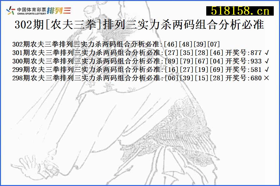 302期[农夫三拳]排列三实力杀两码组合分析必准