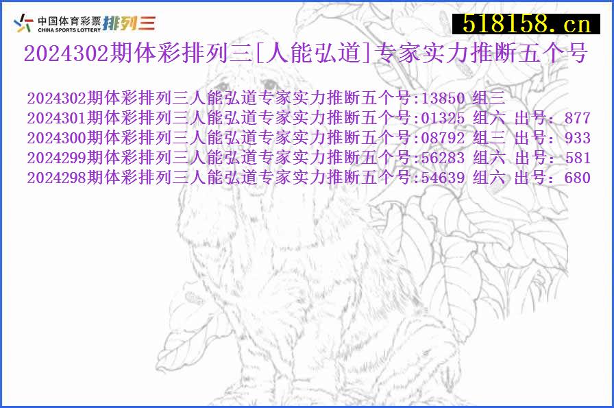 2024302期体彩排列三[人能弘道]专家实力推断五个号