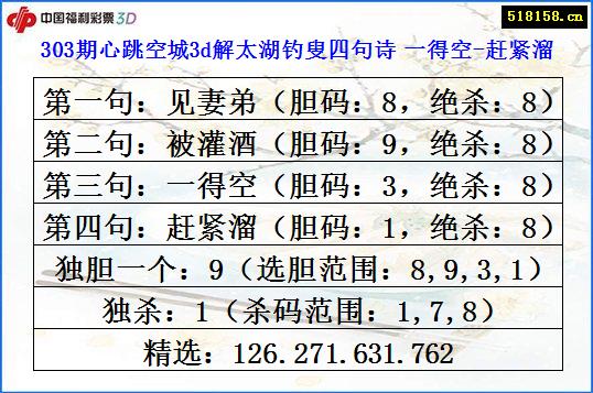 303期心跳空城3d解太湖钓叟四句诗 一得空-赶紧溜