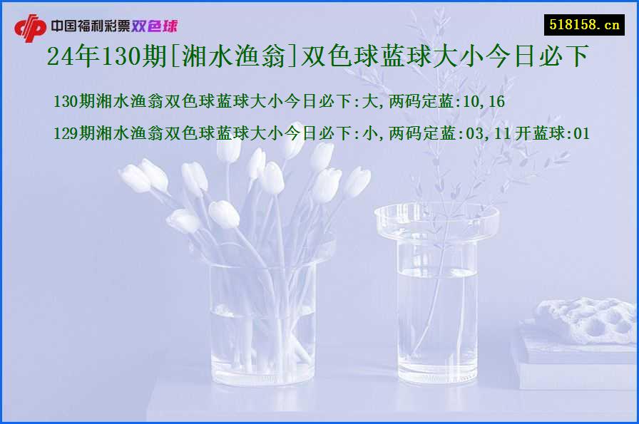 24年130期[湘水渔翁]双色球蓝球大小今日必下