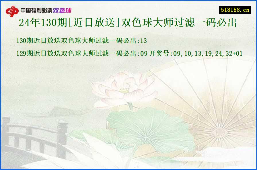 24年130期[近日放送]双色球大师过滤一码必出