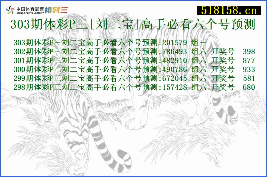 303期体彩P三[刘二宝]高手必看六个号预测