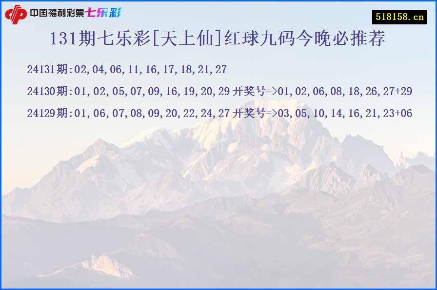 131期七乐彩[天上仙]红球九码今晚必推荐