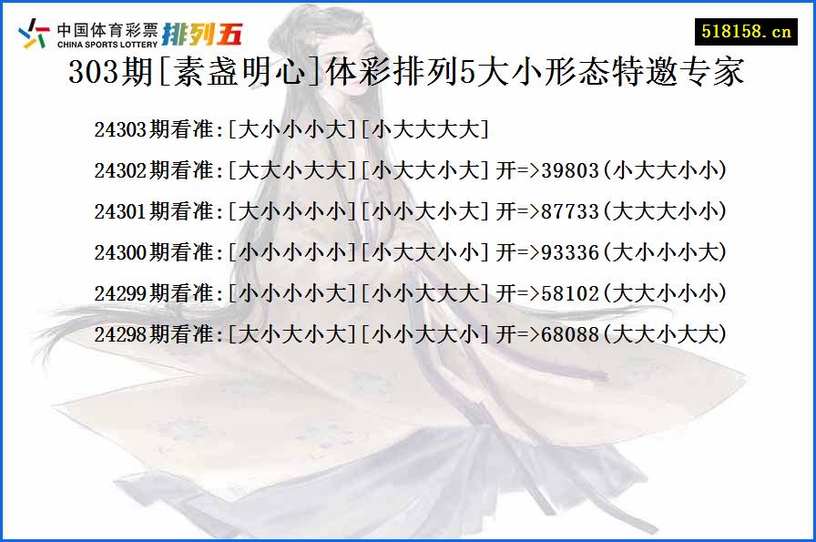 303期[素盏明心]体彩排列5大小形态特邀专家