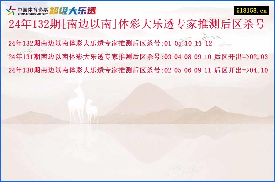 24年132期[南边以南]体彩大乐透专家推测后区杀号