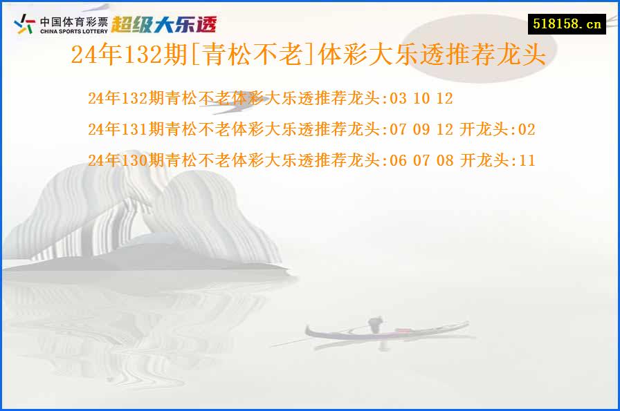 24年132期[青松不老]体彩大乐透推荐龙头