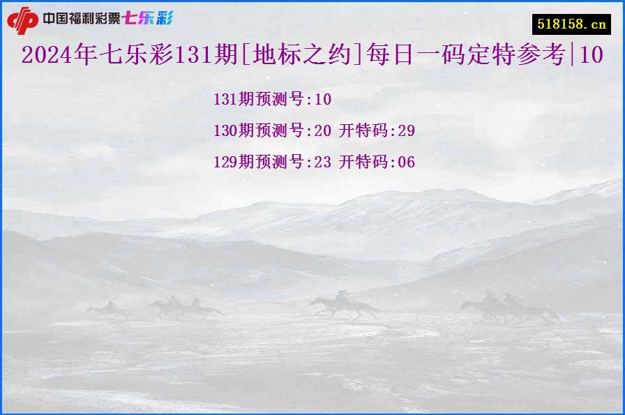 2024年七乐彩131期[地标之约]每日一码定特参考|10