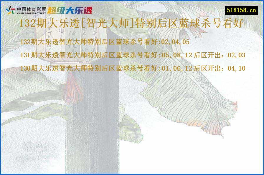 132期大乐透[智光大师]特别后区蓝球杀号看好