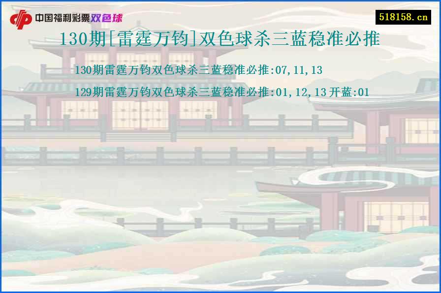 130期[雷霆万钧]双色球杀三蓝稳准必推