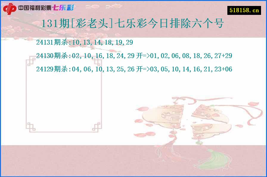 131期[彩老头]七乐彩今日排除六个号