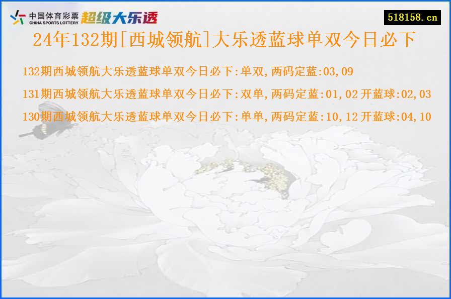 24年132期[西城领航]大乐透蓝球单双今日必下