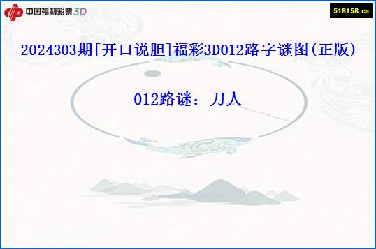 2024303期[开口说胆]福彩3D012路字谜图(正版)